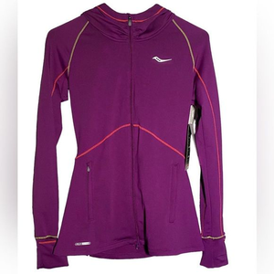 Saucony Omni Full Zip Hoody Hoodie Jacket Small Run Warm‎ Purple Zip Pockets NWT